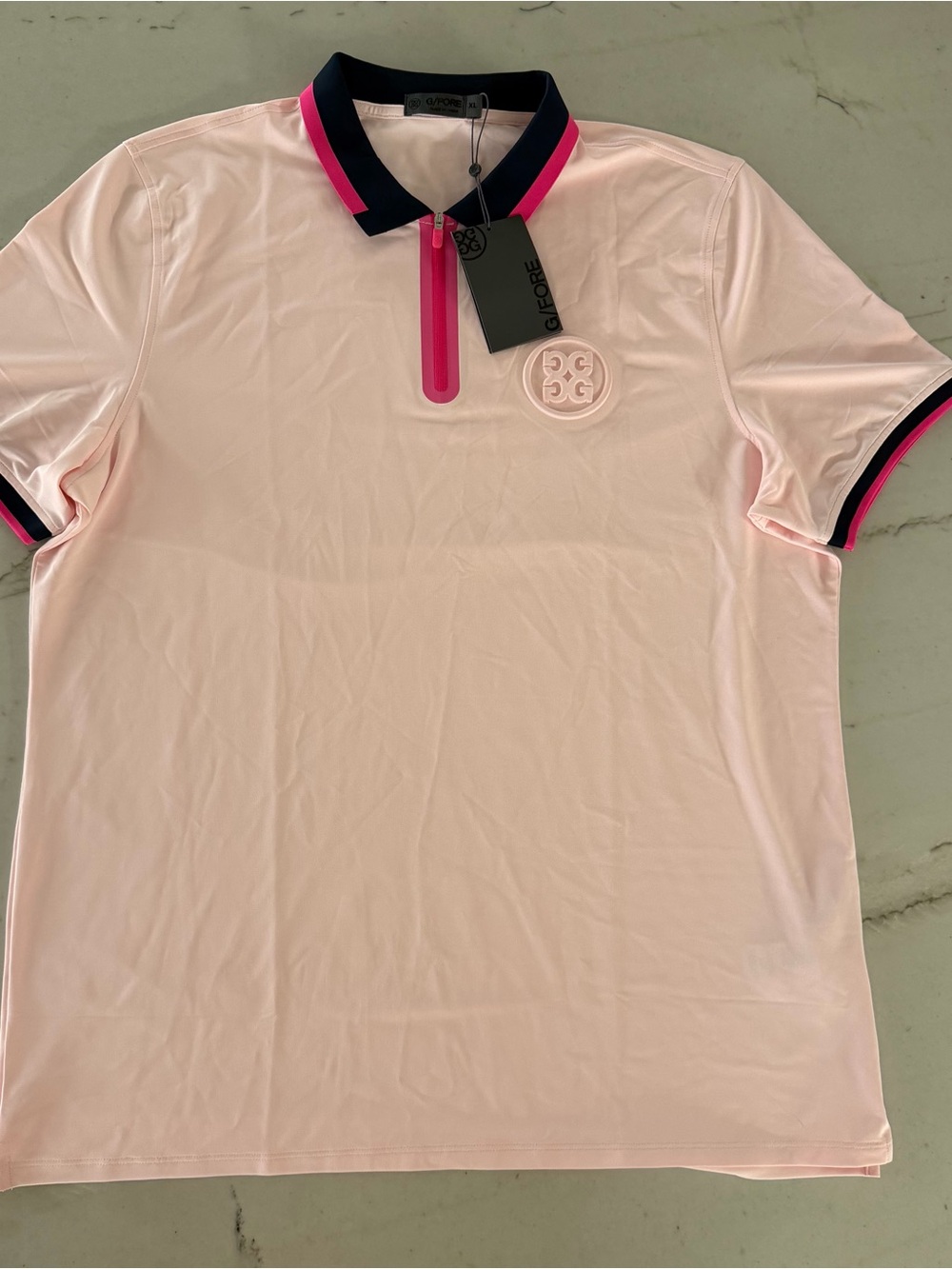 G/FORE Performance Polo Shirt “Cameo” Pink Tech Pique Stretch NWT Quarter Zip